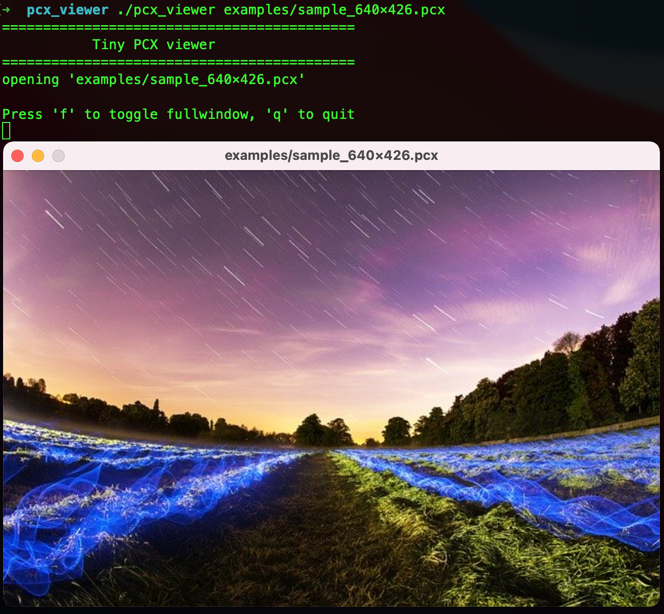 pcx_viewer: запуск PCX из Terminal и окно просмотра на macOS