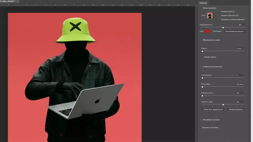 Рабочая область Select and Mask в Photoshop