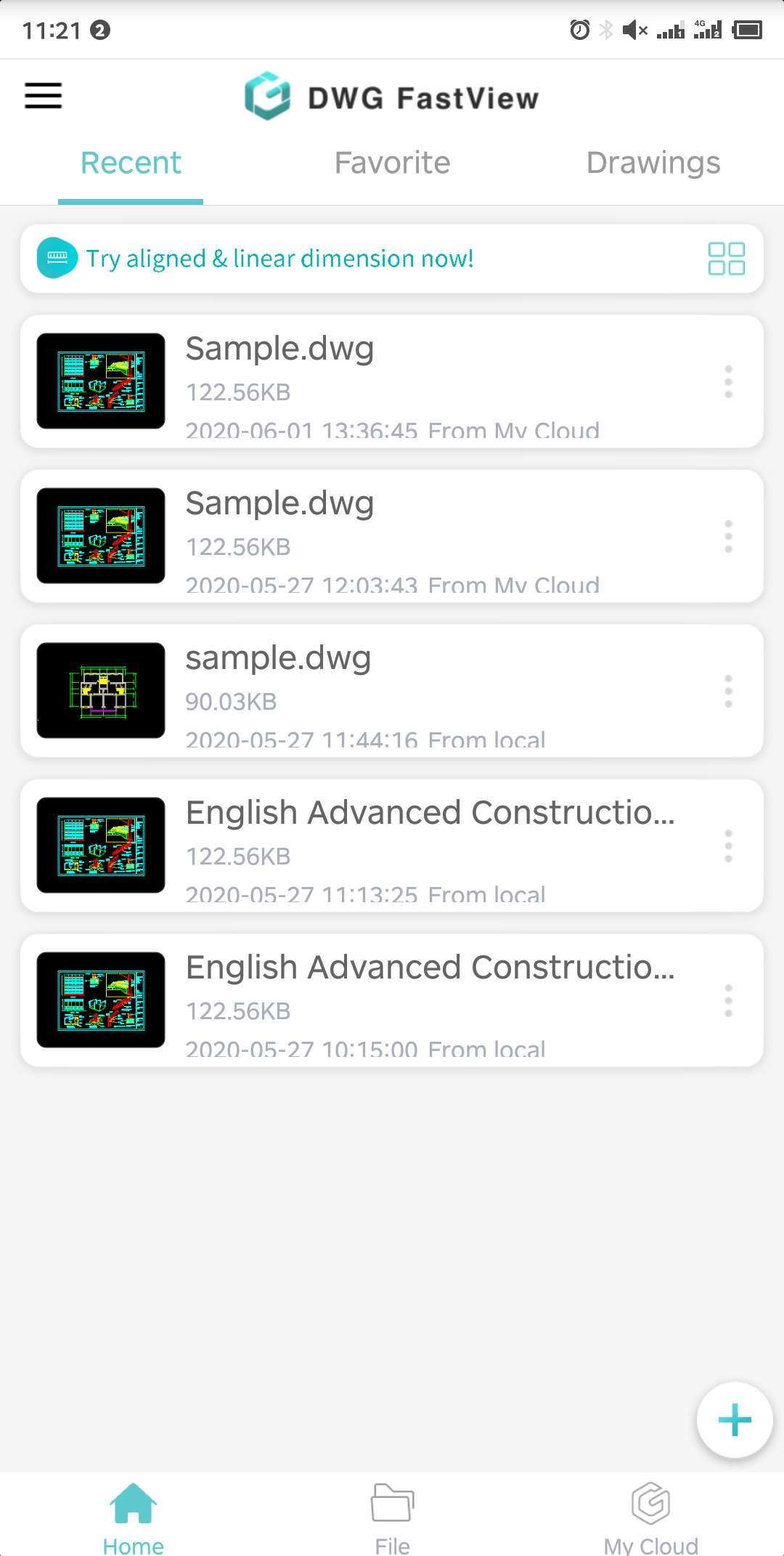 Мобильный интерфейс DWG FastView со списком DWG-чертежей