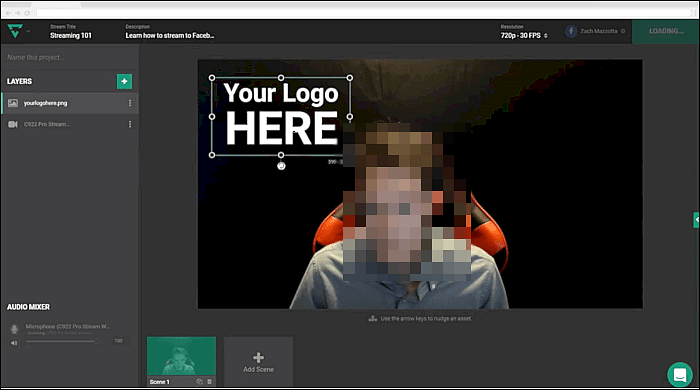 Интерфейс Lightstream Studio в браузере