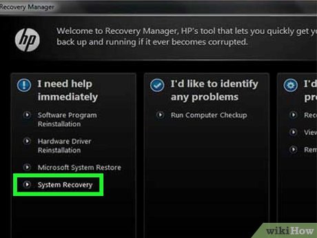 Пункт System Recovery в HP Recovery Manager