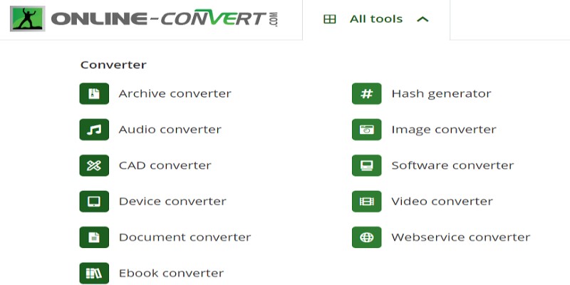Страница Online-Convert для преобразования аудио