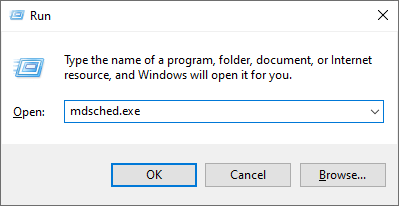 Запуск mdsched.exe в Windows 10