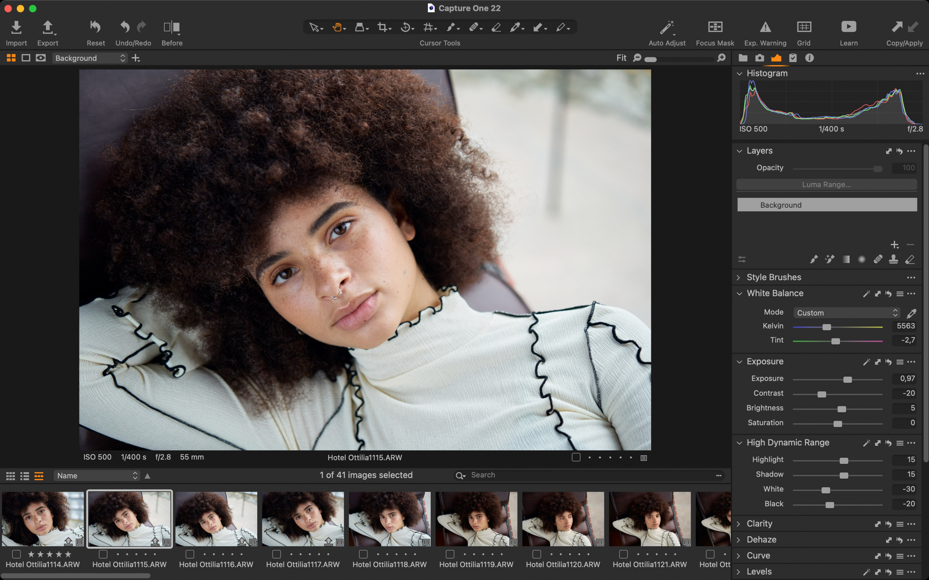 Интерфейс Capture One Pro на Mac