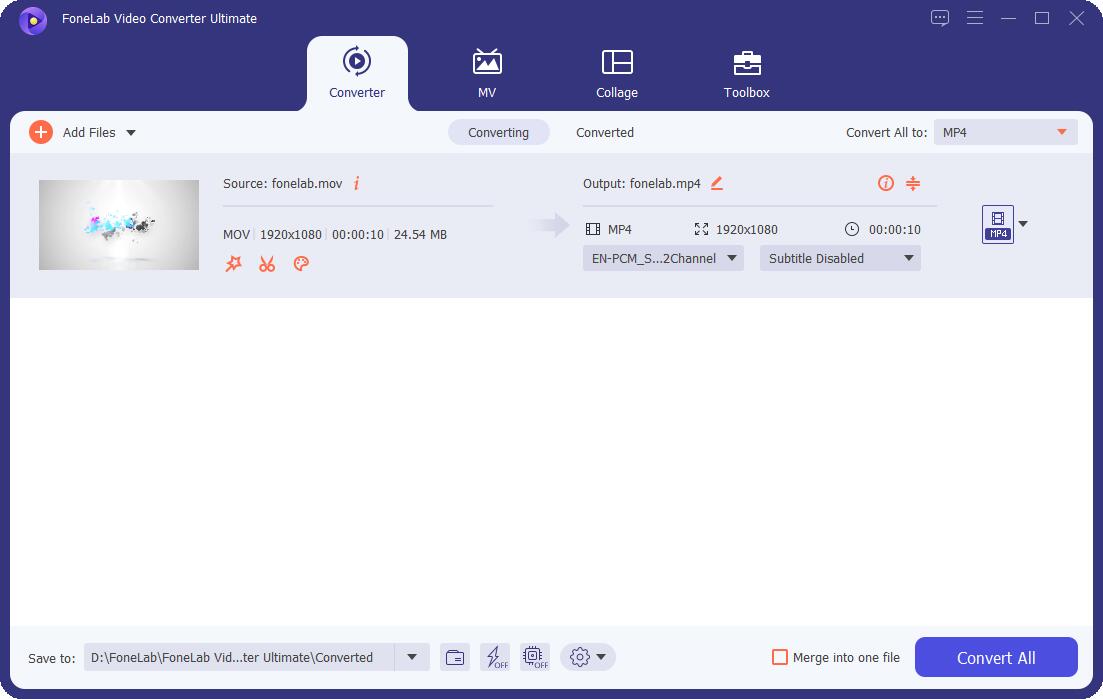 FoneLab Video Converter Ultimate: MOV to MP4 before Convert All