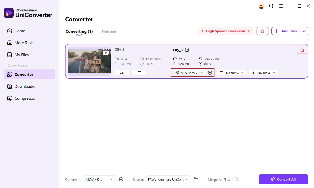 Wondershare UniConverter: очередь файлов в модуле Converter