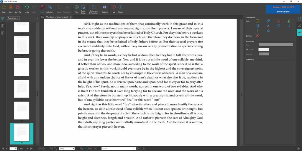 Интерфейс Slim PDF Reader