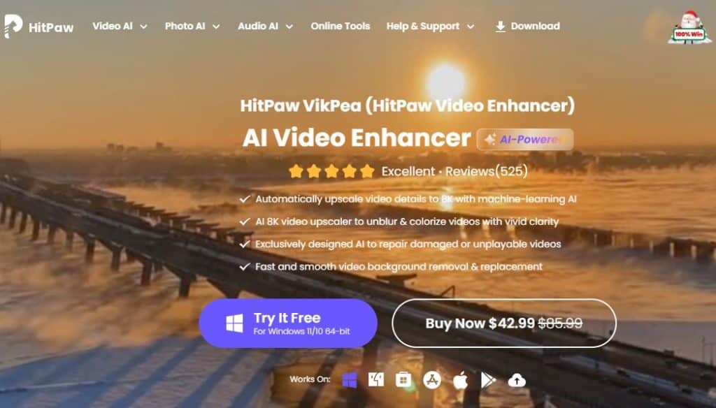 Интерфейс HitPaw Video Enhancer / VikPea