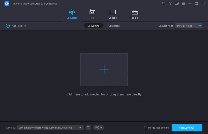 Главное окно Vidmore Video Converter в разделе Converter