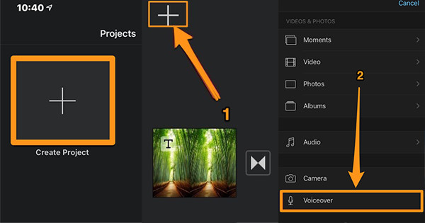 Добавление закадрового голоса в iMovie на iPhone