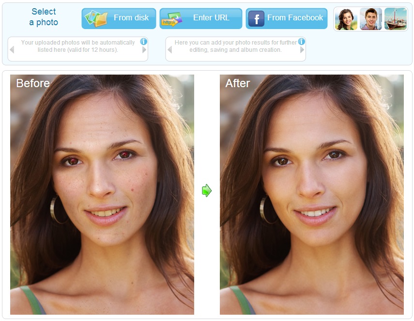 Интерфейс автоматической портретной ретуши Makeup.Pho.to