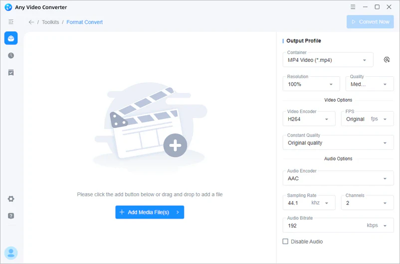 Any Video Converter Free: добавление файлов в модуль Format Convert