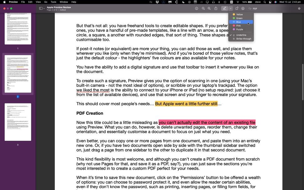 Интерфейс Apple Preview с открытым PDF
