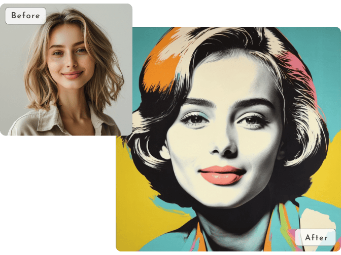 Пример pop-art-портрета, созданного из селфи в PicLumen