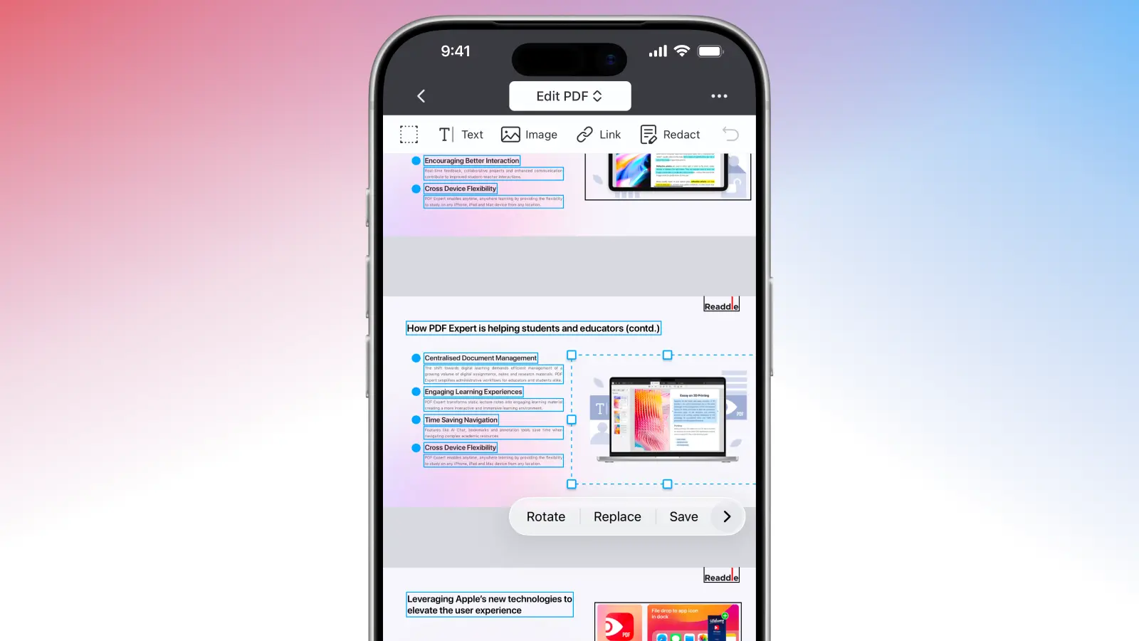 Выбор изображения в PDF Expert на iPhone