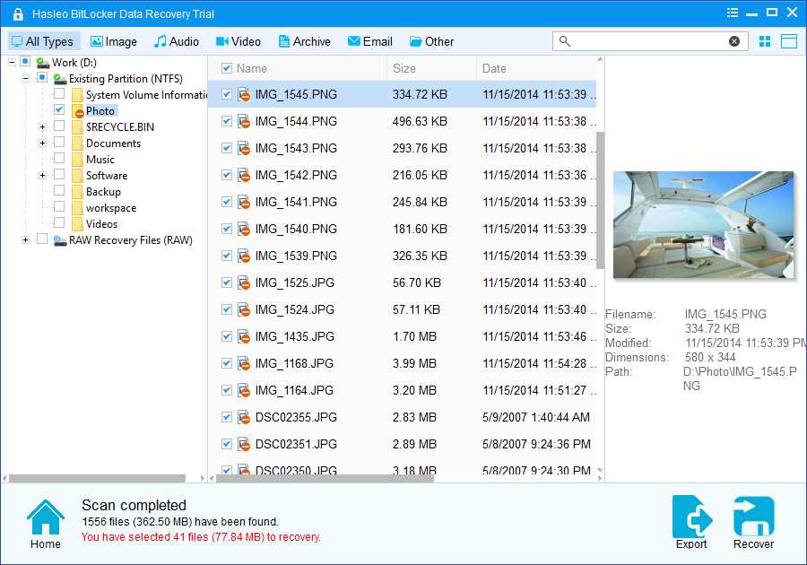 Интерфейс Hasleo Data Recovery — пример 1