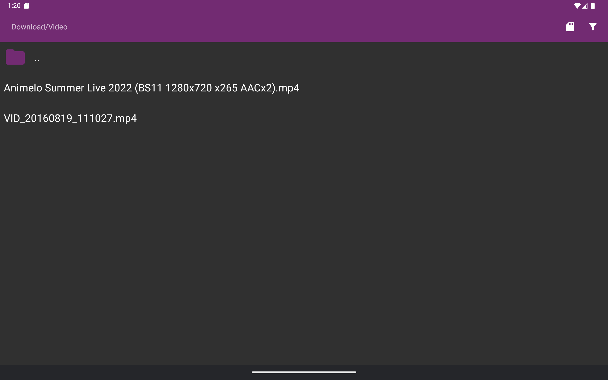 Файловый интерфейс mpv-android для выбора мультимедийного файла