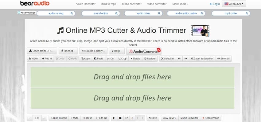 Bear Audio Editor: WAV в браузерном редакторе