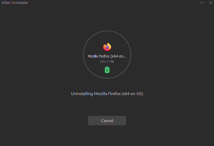 Процесс деинсталляции в IObit Uninstaller