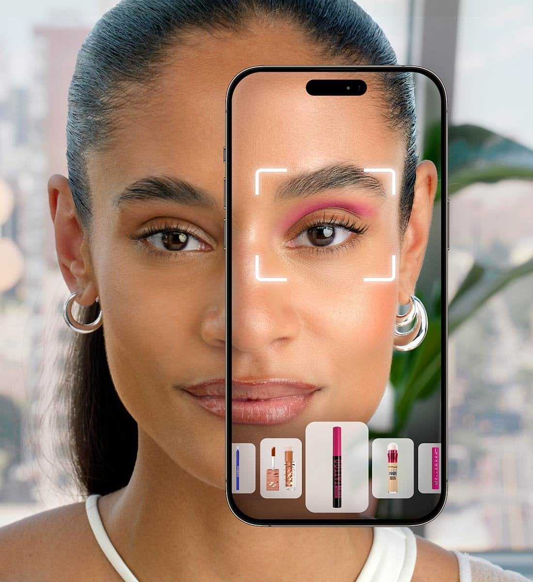 Интерфейс виртуальной примерки косметики Maybelline