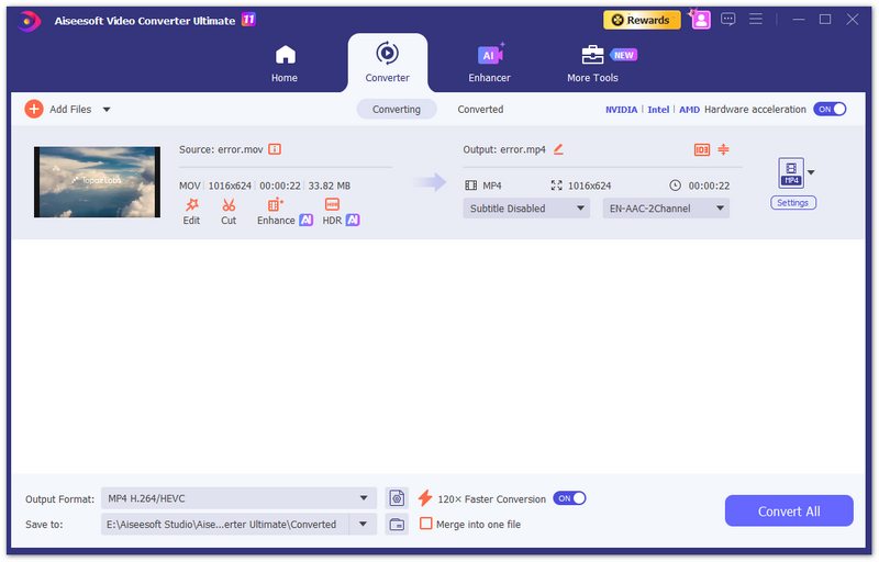 Кнопка Convert All в Aiseesoft Video Converter Ultimate