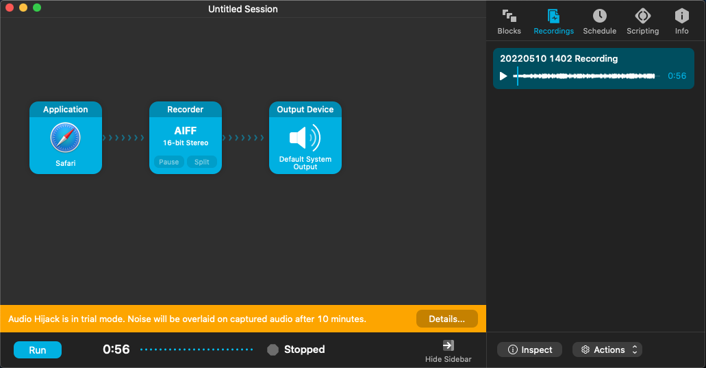 Выбор браузера в блоке Application Audio Hijack