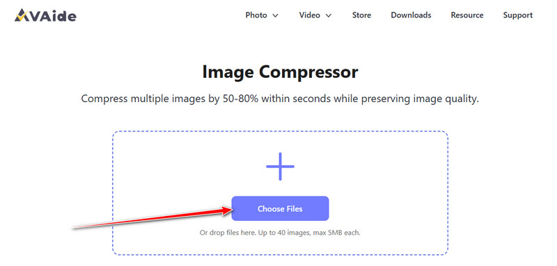 Загрузка изображения в AVAide Image Compressor