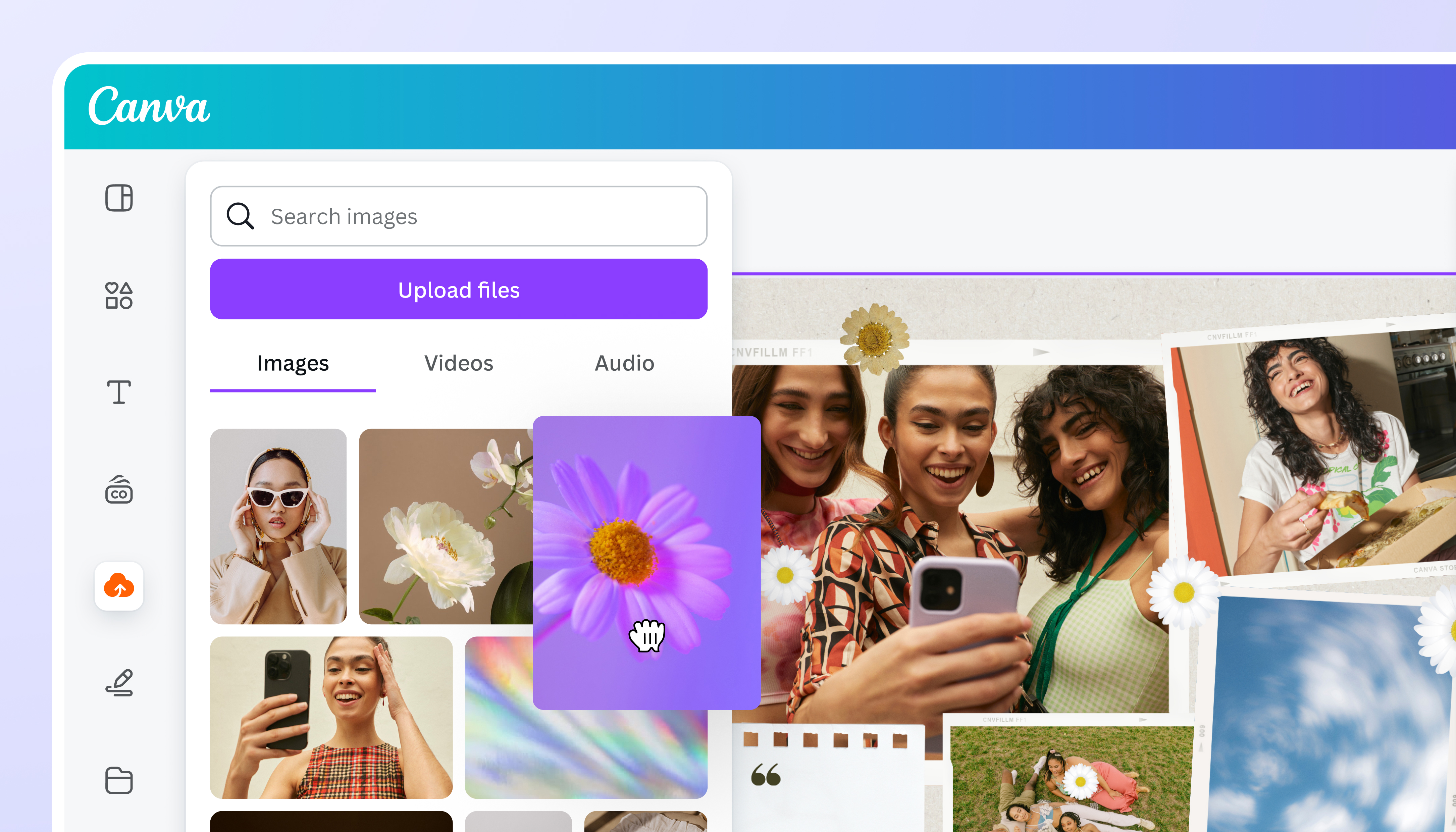 Загрузка фотографий в Canva