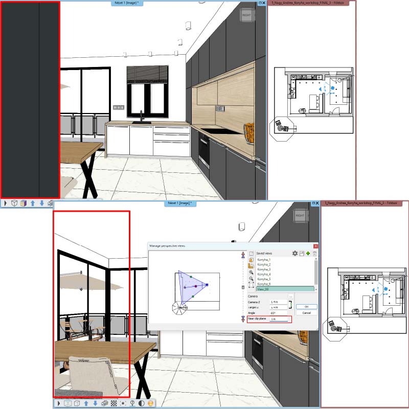 Near Clipping в ARCHLine.XP для просмотра интерьера в тесном помещении