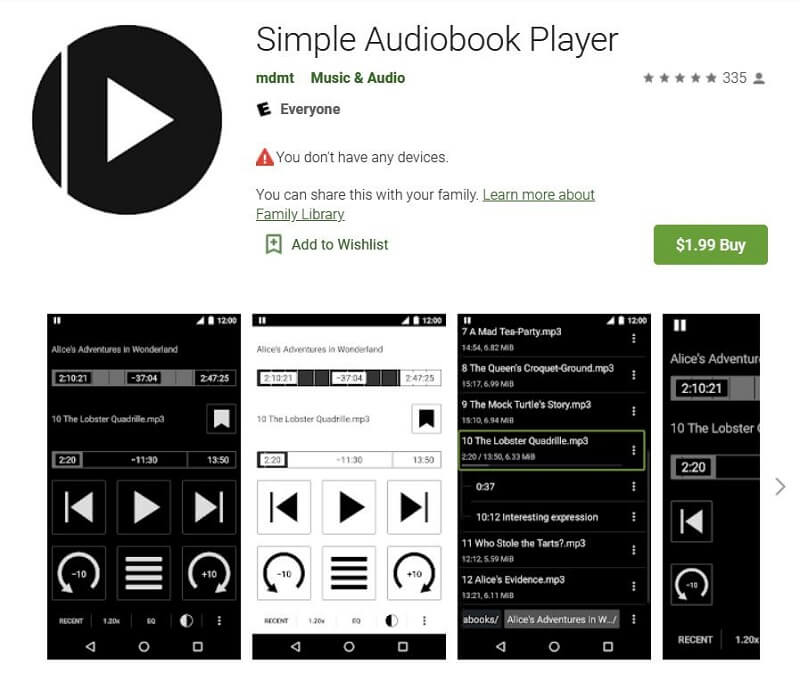 Интерфейс Simple Audiobook Player