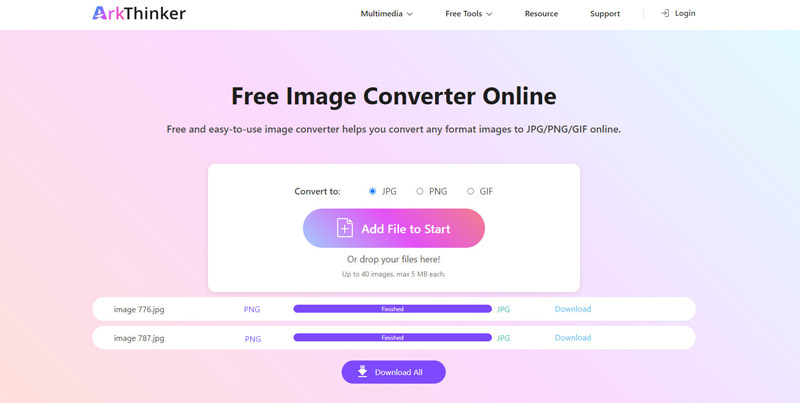 ArkThinker Free Online Image Converter для PNG в JPG