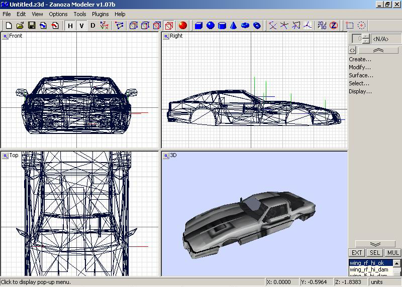 Модель автомобиля в ZModeler 1.07b
