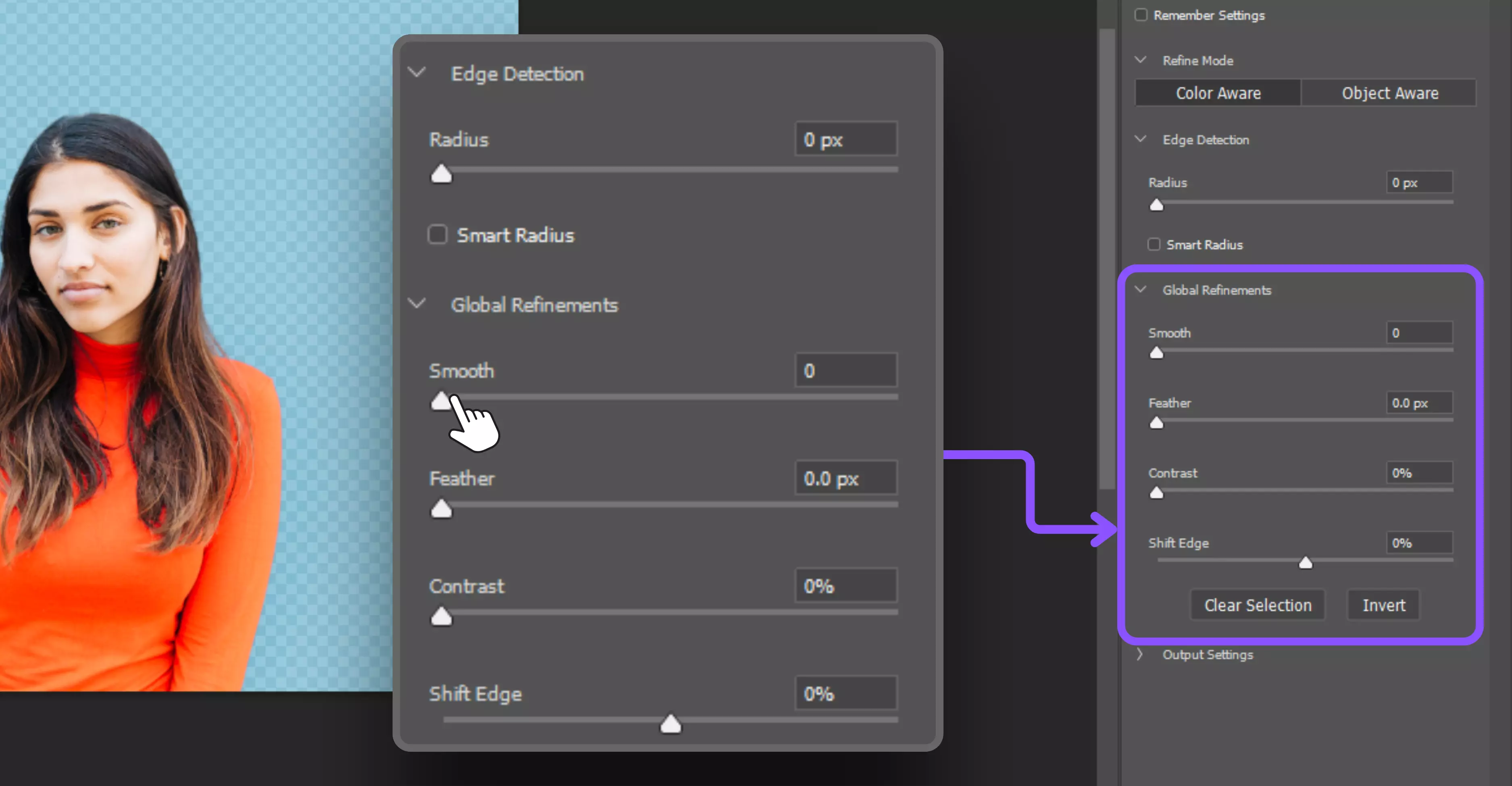 Панель Select and Mask в Adobe Photoshop для уточнения края объекта
